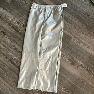 Metallic Faux Leather Maxi Skirt